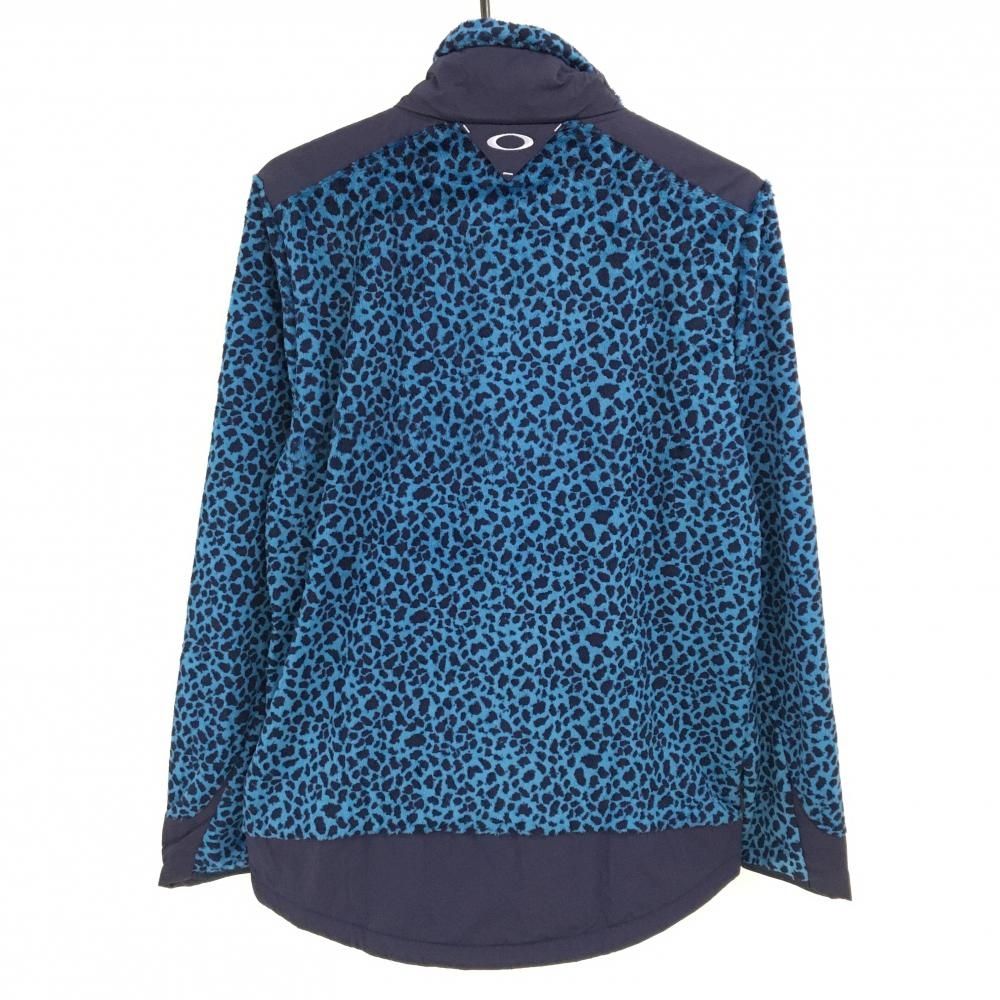 オークリー ボアジャケット ライトブルー×ネイビー レオパード ヒョウ柄 異素材 吸汗速乾 保温 メンズ L ゴルフウェア Oakley
