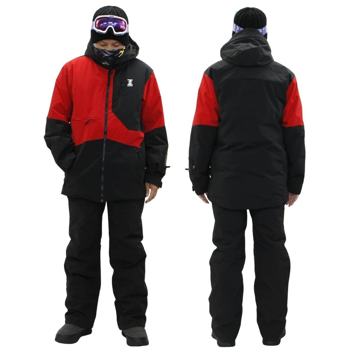 BANNNE バンネ メンズ レディース ユニセックス スキーウェア 上下セット スノーウェア スキー スノーボード ウィンタースポーツ BNS-105 ブラック×レッド