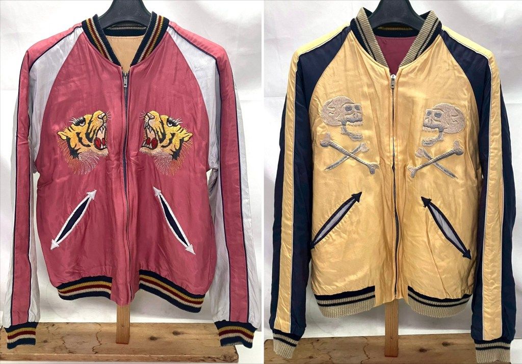 01w-5524 トーヨーエンタープライズ 東洋エンタープライズ テーラー東洋 SOUVENIR JACKET 虎顔 × CHEVY LOVER リバーシブル サテン スカジャン TT11936 サイズM メンズ アウター 品