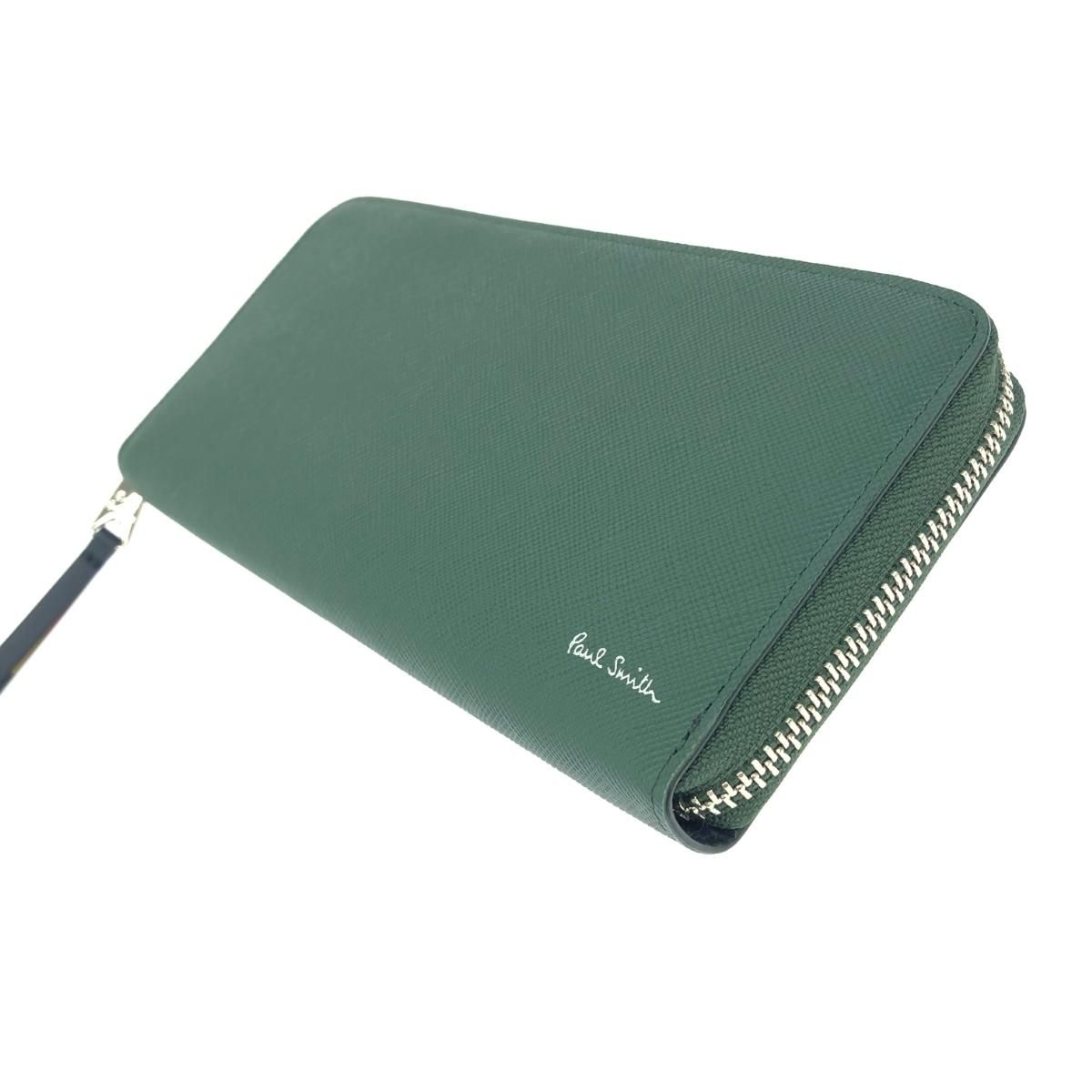 Paul Smith ポールスミス ラウンドファスナー長財布 グリーン ユニ
