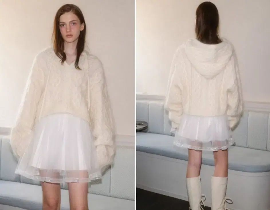 THETIS モヘア フード ジップアップ カーディガン 価格