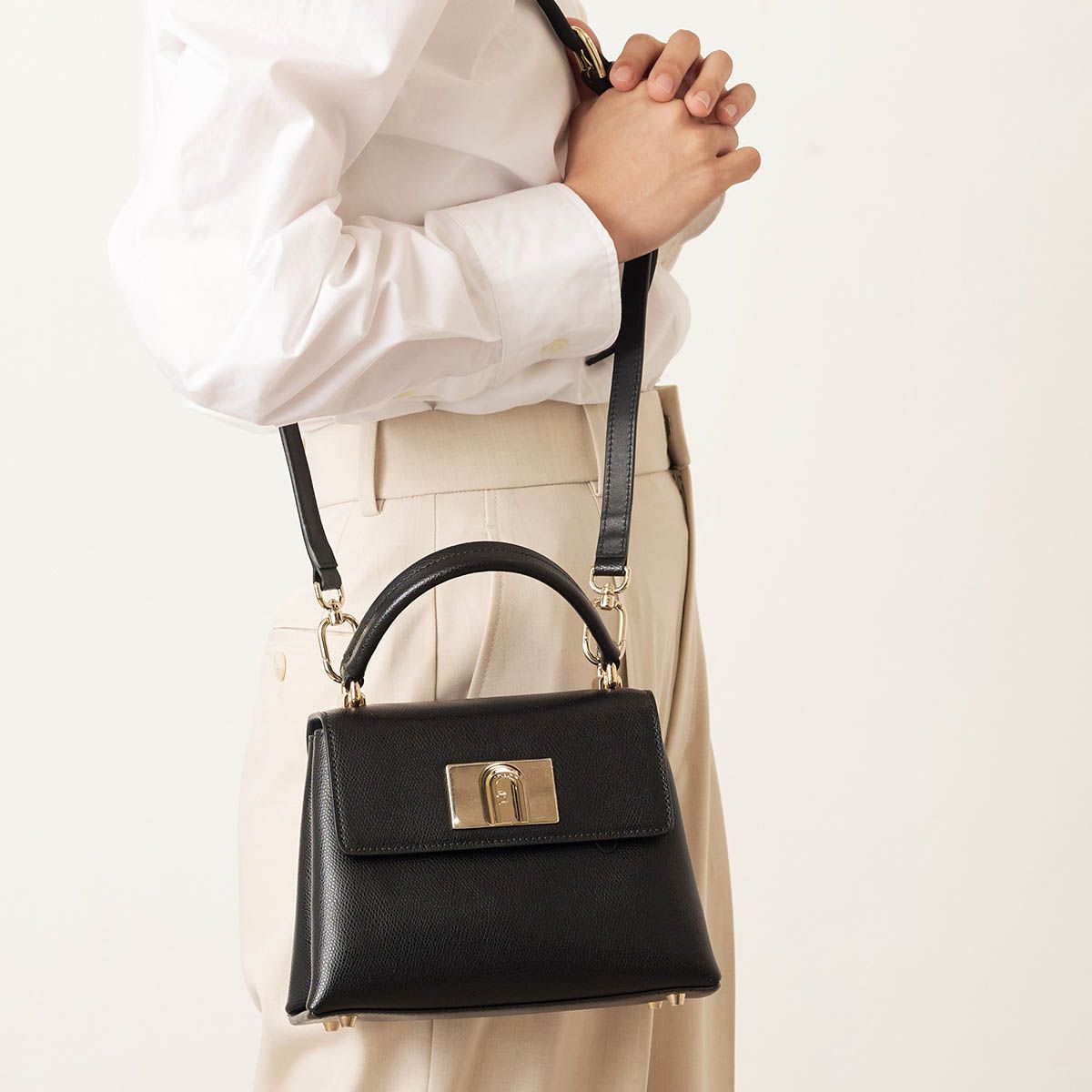 新品 フルラ FURLA ハンドバッグ 1927 MINI TOP HANDLE ブラック 黒 