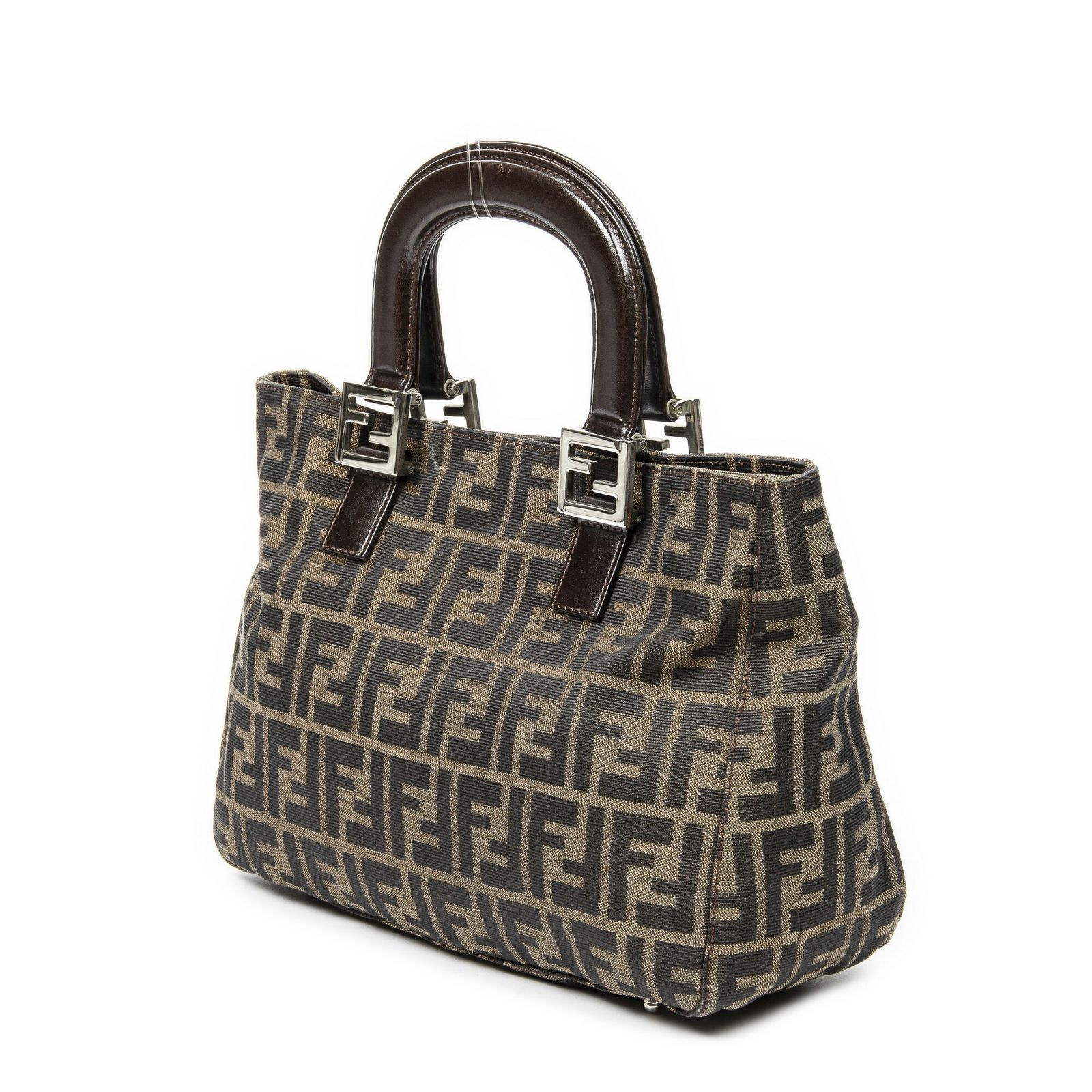 FENDI フェンディスモールクラフトトート茶色ズッカキャンバスA