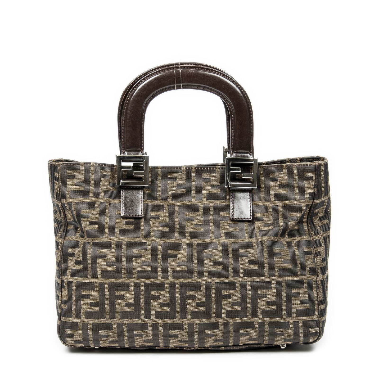 FENDI フェンディスモールクラフトトート茶色ズッカキャンバスA