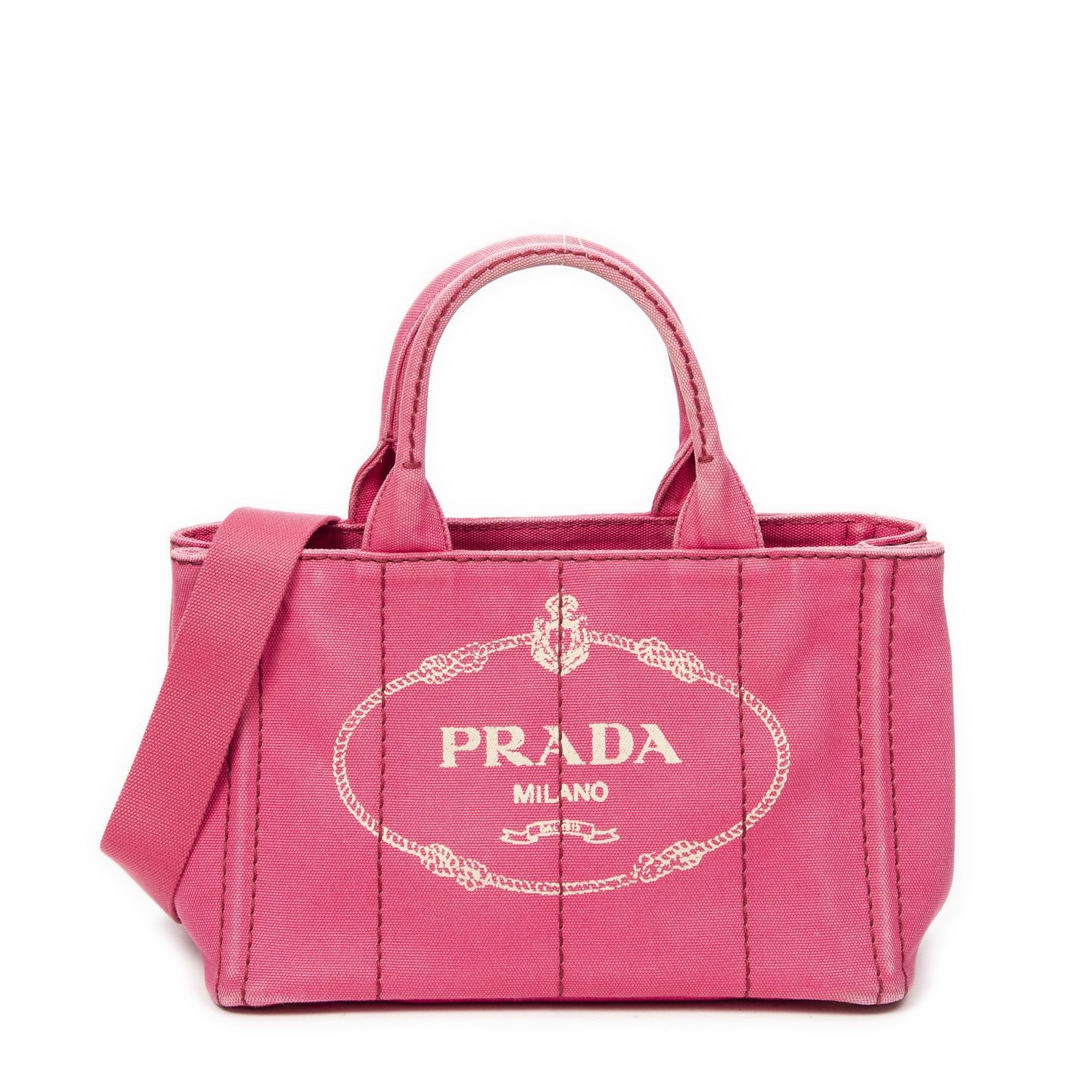PRADA プラダ カナパ canapa S ピンク トートバッグ キャンバス 【公式
