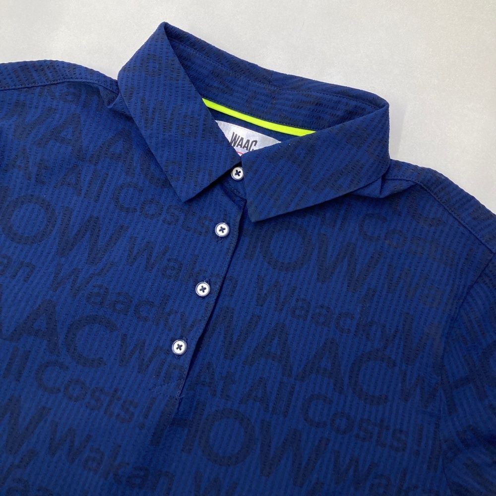 サイズ：3 WAAC ワック 半袖ポロシャツ シアサッカー ストライプ 総柄