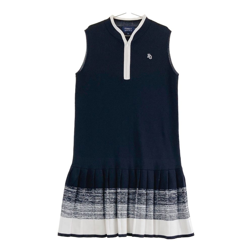 サイズ 1 PEARLY GATES パーリーゲイツ ノースリーブ ニット ワンピース ネイビー系 240101546274 ゴルフウェア レディース ストスト