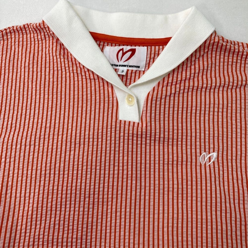 マスターバニーオレンジストライプ織生地半袖ポロシャツメンズ サイズ5 サイズ：2 MASTER BUNNY EDITION マスターバニーエディション 半袖