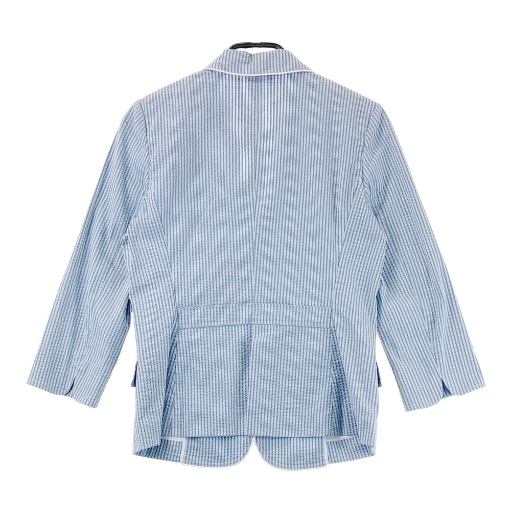 サイズ 38 LANVIN SPORT ランバン スポール テーラードジャケット シアサッカー ストライプ柄 ブルー系 240101547532 ゴルフウェア レディース ストスト