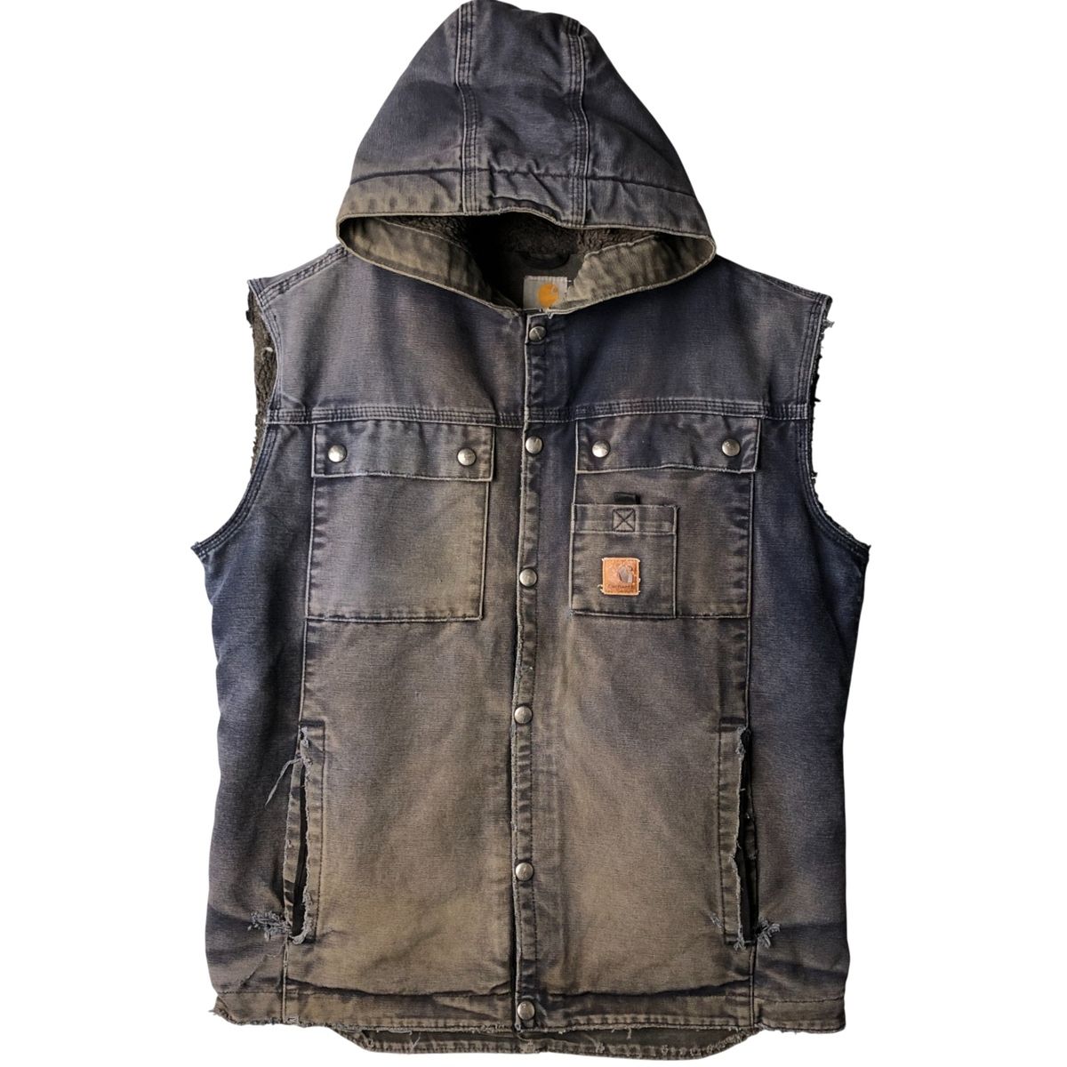 古着 カーハート Carhartt カットオフ フード付き ダックベスト メンズS相当|eaa589639