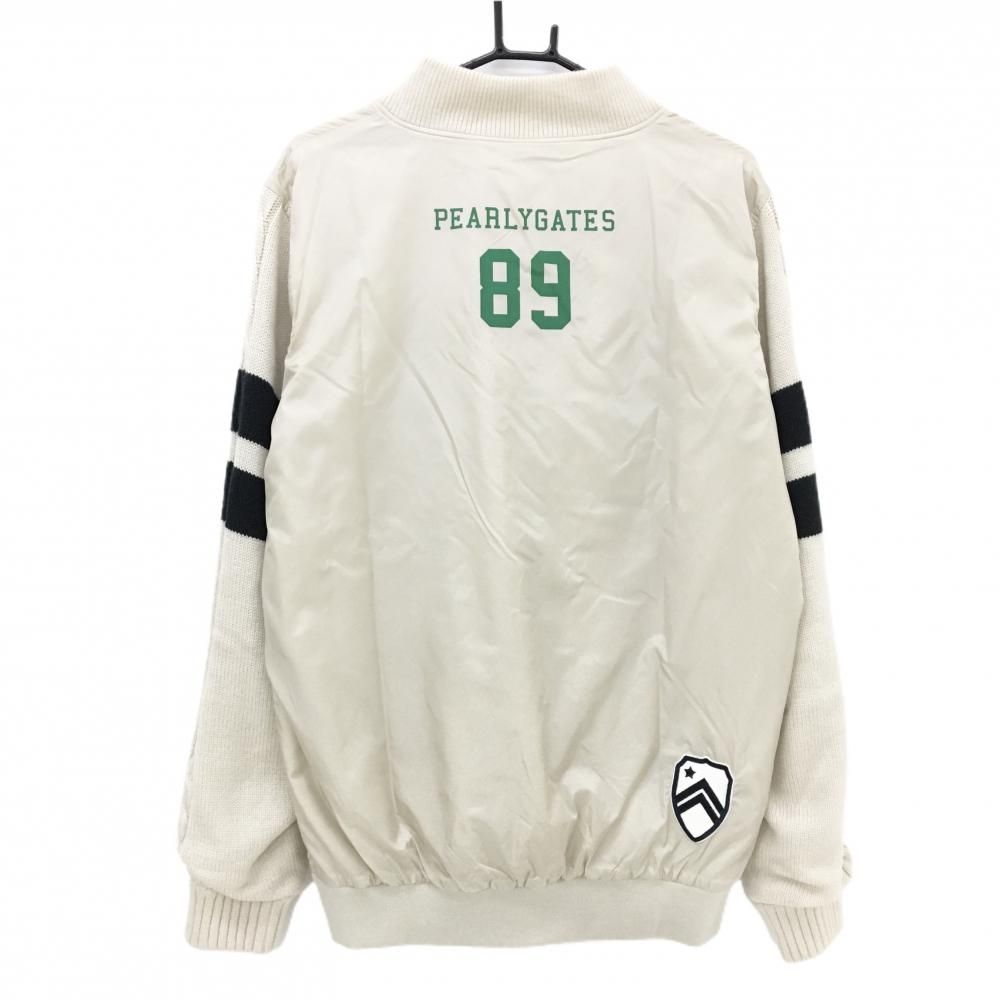 パーリーゲイツ 中綿異素材ジャケット ベージュ×ネイビー ナイロン×ニット メンズ 6 XL ゴルフウェア PEARLY GATES
