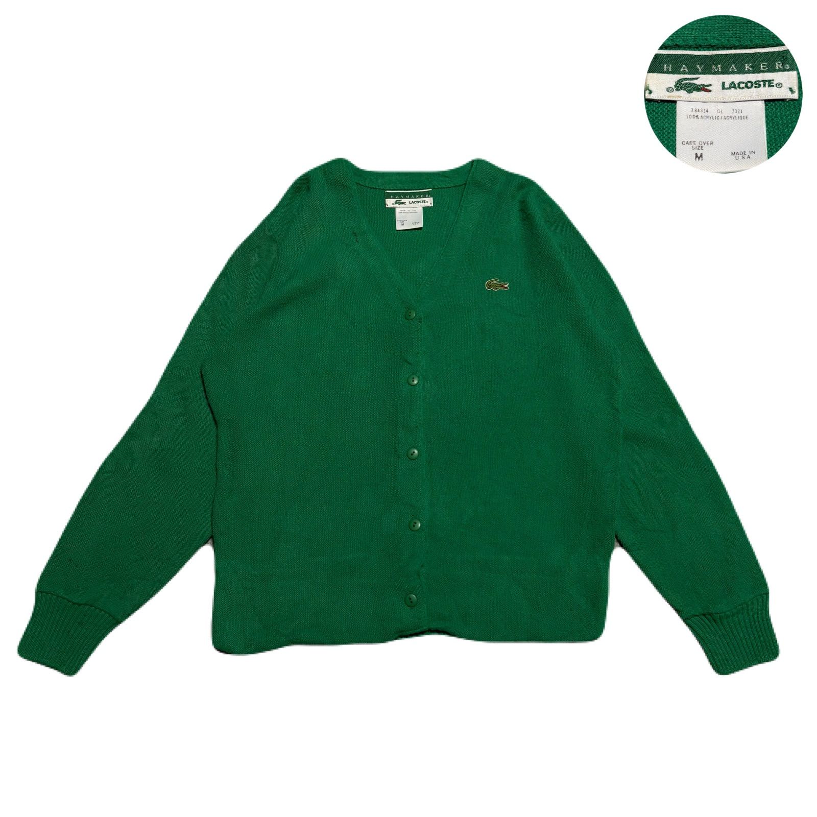 LACOSTE ラコステ Cardigan カーディガン USA製 EmbroideredLogo 刺繍 