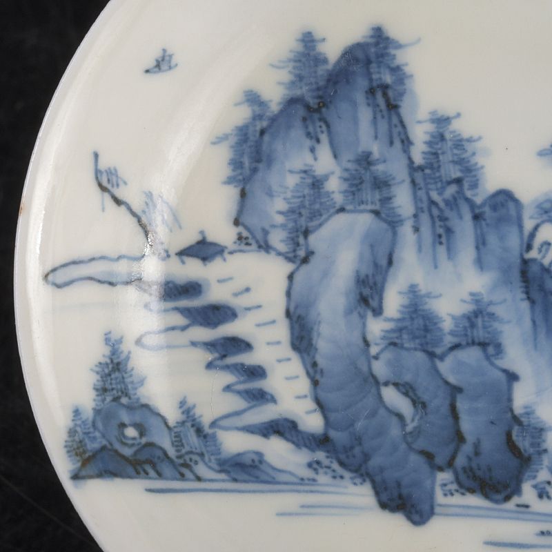 A997 平戸焼（三川内焼） 染付 山水紋様 5枚 三川内焼の