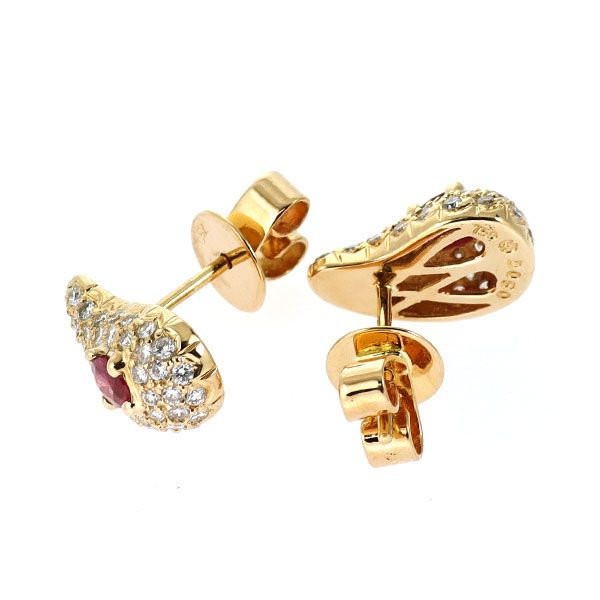 ミラショーン K18YG ルビー ダイヤモンド ピアス 0.36ct D0.60ct