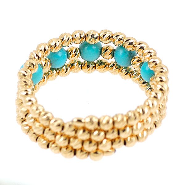 K18YG トルコ石リング 指輪 18金 3ct 天然ターコイズ ダイヤモンド