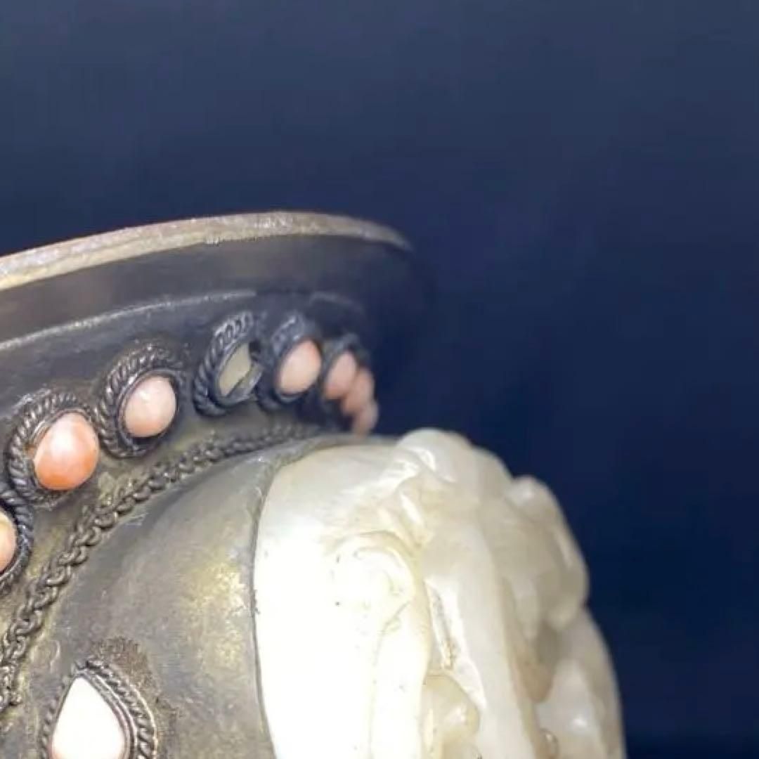 中国清朝時代シャム銀ターコイズ珊瑚象嵌香炉836gチヒオコ東な７-0209