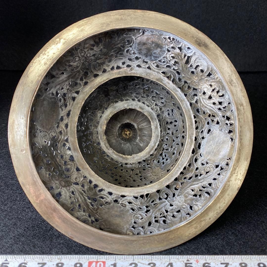 中国清朝時代シャム銀ターコイズ珊瑚象嵌香炉836gチヒオコ東な７-0209