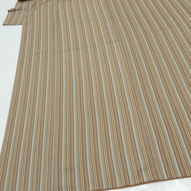 R R R✺美品 正絹 縦縞 小紋 手縫い 着物 A3832 六花-RIKKA- 美品 正絹 縦縞 トールサイズ 小紋 手縫い 着物 A3628