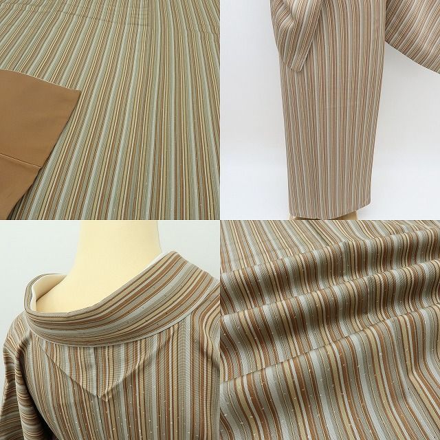 六花-RIKKA- 美品 正絹 縦縞 トールサイズ 小紋 手縫い 着物 A3628