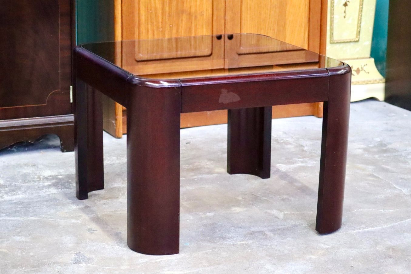 GMIK560B サイドテーブル センターテーブル ローテーブル 花台 コーヒーテーブル 色ガラス 木製 モダン クラシック