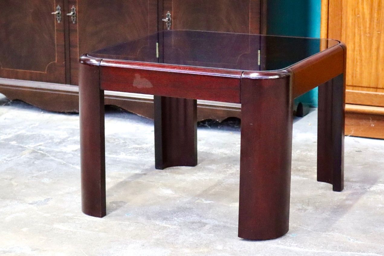 GMIK560B○サイドテーブル センターテーブル ローテーブル 花台 コーヒーテーブル 色ガラス 木製 モダン クラシック