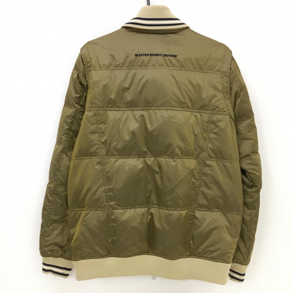 マスターバニー 2WAYダウンジャケット カーキ×ベージュ 袖着脱可 ダブルジップ ロゴ メンズ 6 XL ゴルフウェア MASTER BUNNY EDITION