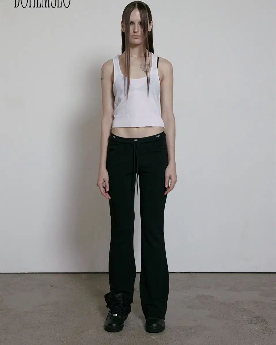 ボヘミアンソウル LOGO BAND JERSEY BOOTCUT PANTS BLAC