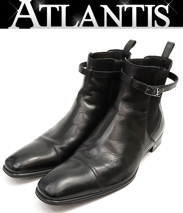 広尾店 ルイヴィトン Louis Vuitton メンズ ロゴベルト サイドゴアブーツ レザー 黒 表記サイズ ９ 17480