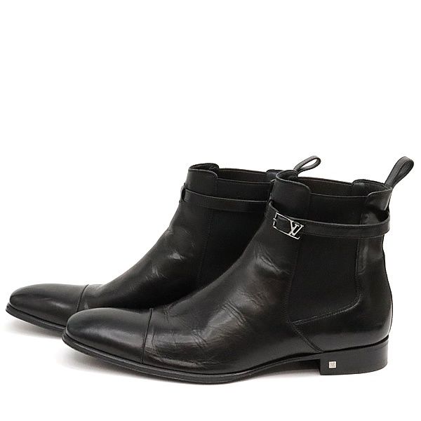 ルイヴィトン Louis Vuitton メンズ ロゴベルト サイドゴアブーツ レザー 黒 表記サイズ ９ 17480