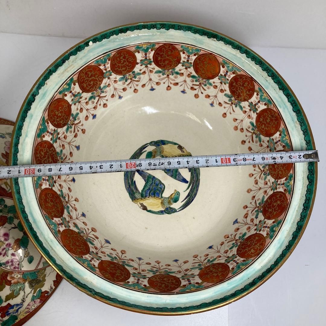 江戸後期 上手 九谷焼 松山窯大鉢 幅約32㎝トトヒ 本さ7-0210