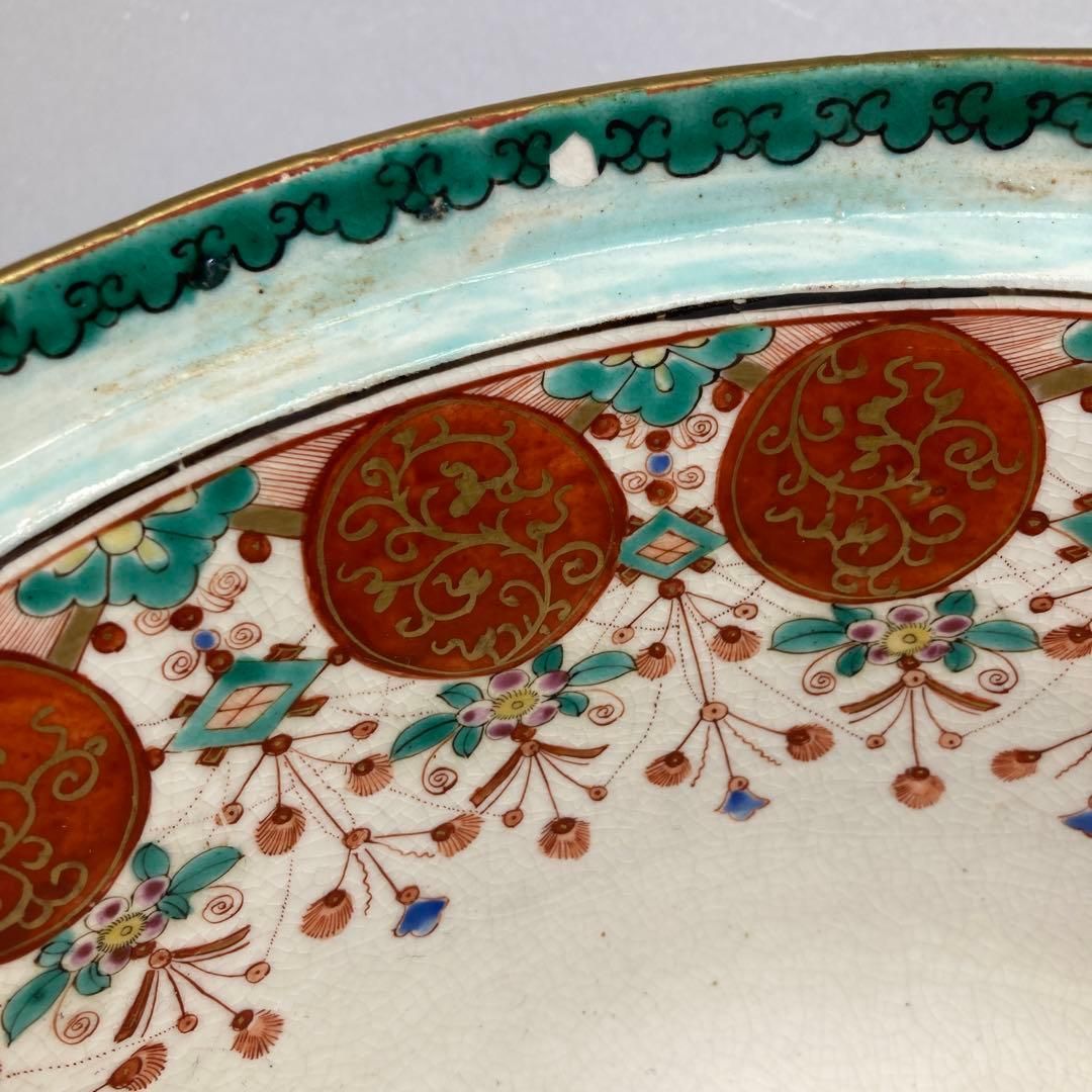 江戸後期 上手 九谷焼 松山窯大鉢 幅約32㎝トトヒ 本さ7-0210