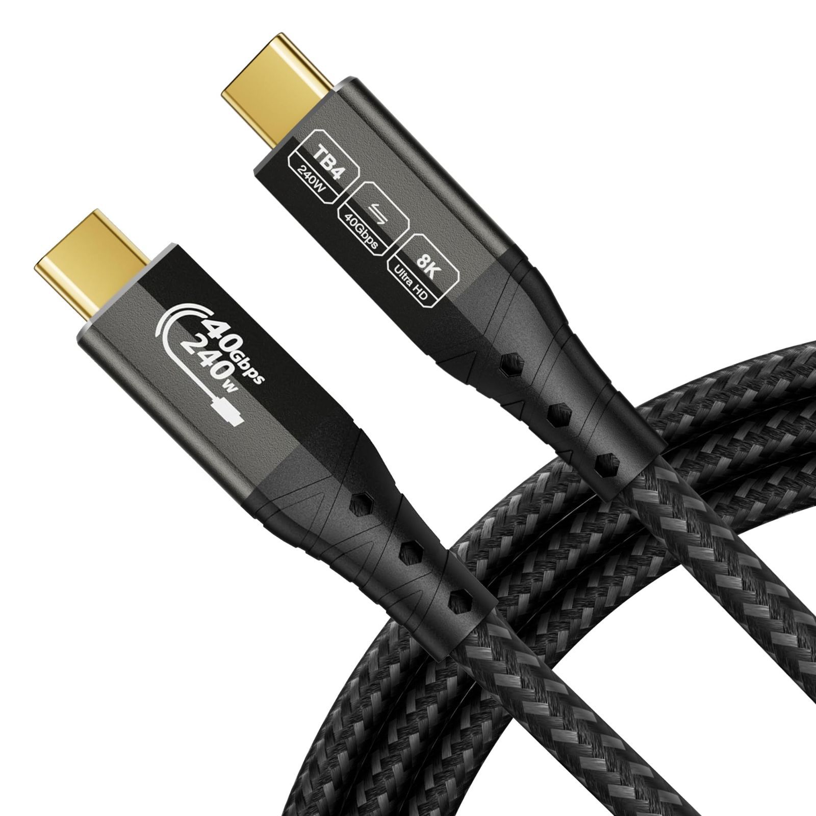 【数量限定】ZIKNYDO 8K/4K Thunderbolt 4 ケーブル 3m、USB C 40 Gbps 高速データ転送、240W USB4 ケーブル。Thunderbolt 5/3、iPhone 16 シリーズ、SSD、MacBook、eGPU、iPa