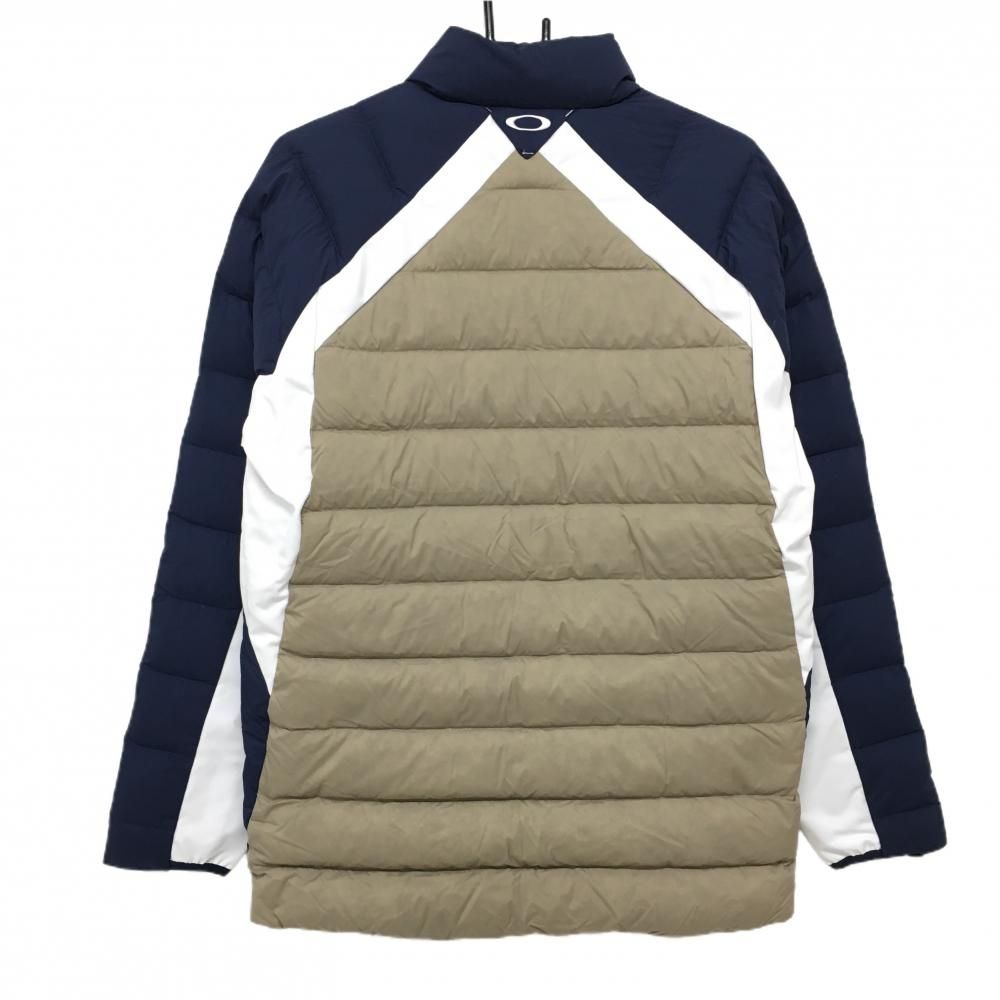 超 オークリー ダウンジャケット ベージュ ネイビー 白 軽量 メンズ L ゴルフウェア Oakley