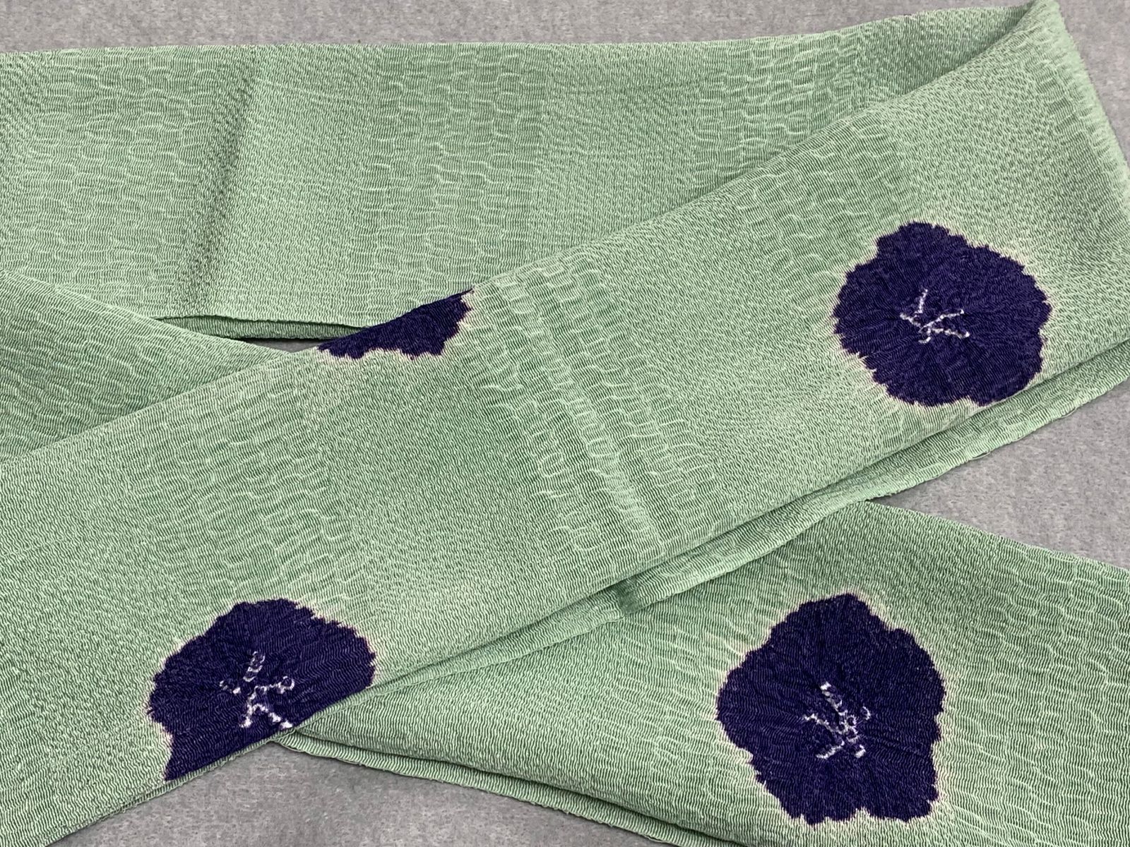 専門店の品 京都 衿秀謹製 正絹うずらちりめんりんだし帯揚げ おしゃれから準礼装まで うぐいす色 紫絞り