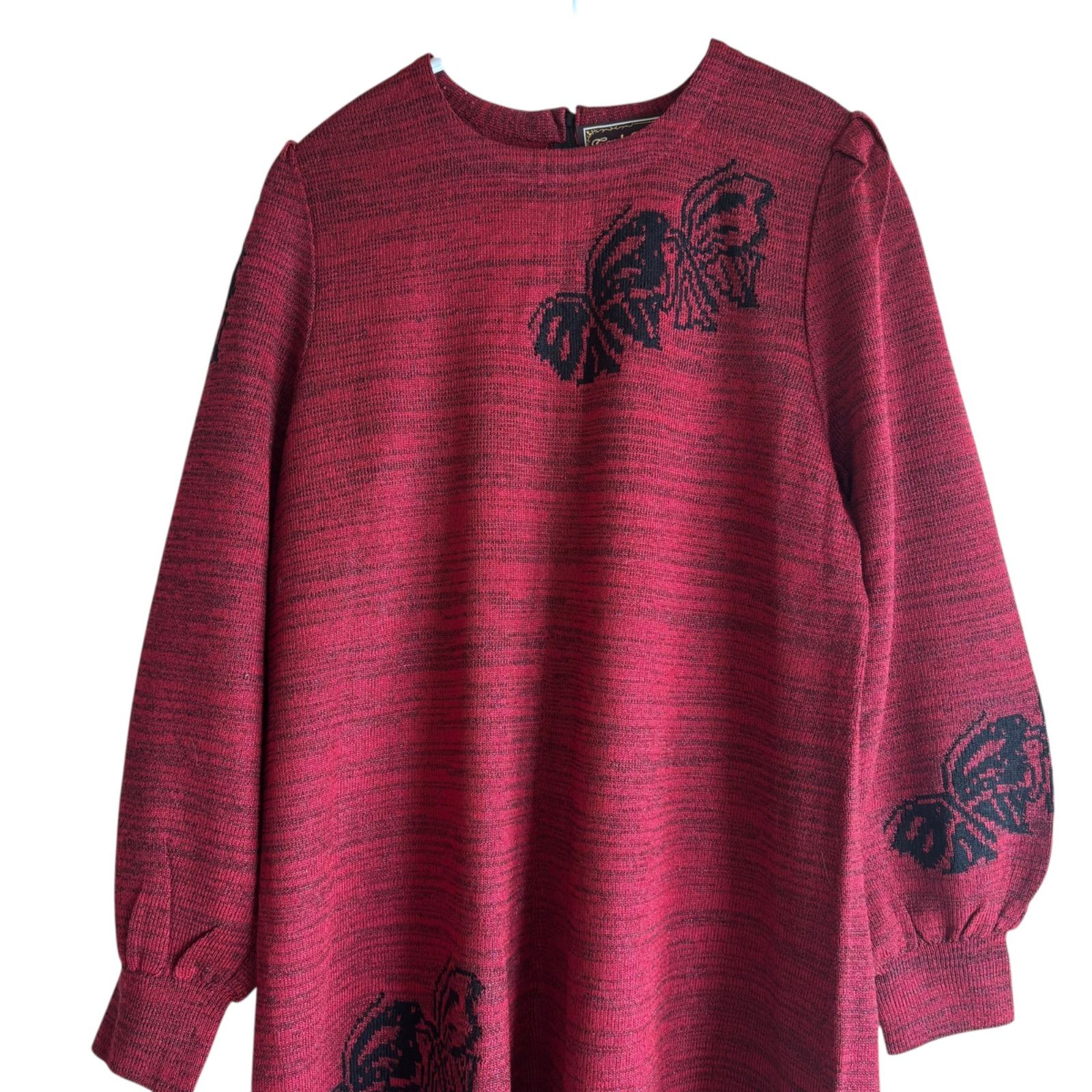 斉藤都世子 Toyoko Saito サイトウトヨコ　　ニットワンピース　レトロ RE230 【美品】斉藤都世子 Toyoko Saito ニットワンピース 赤×黒