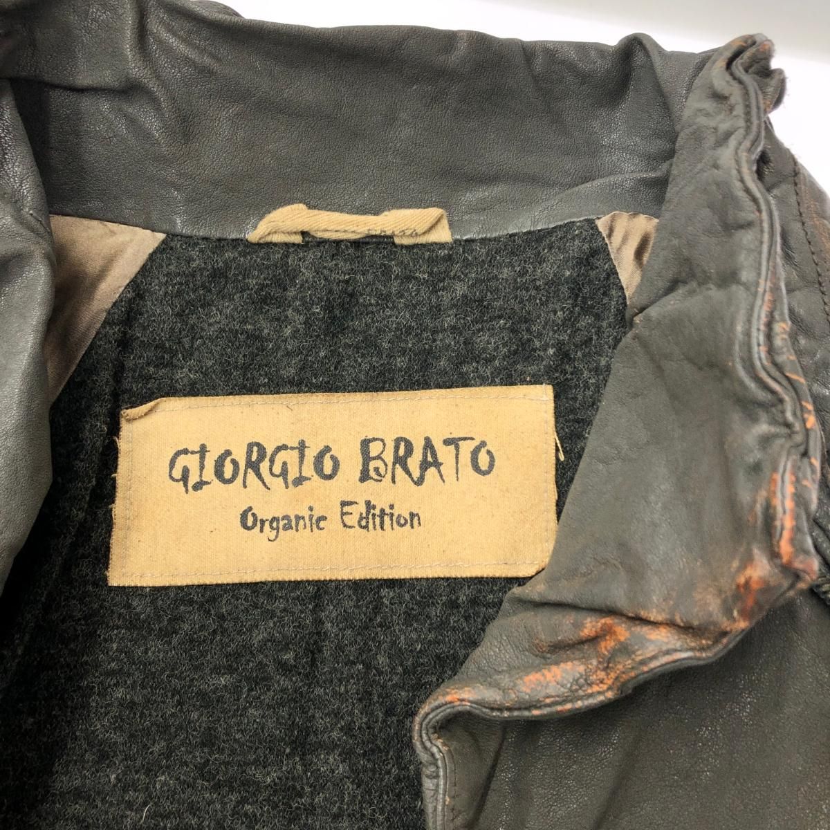 GIORGIO BRATO ジョルジオブラット 羊革レザーコート サイズ:40 グレー