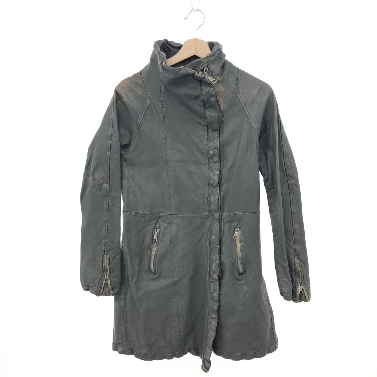 GIORGIO BRATO ジョルジオブラット 羊革レザーコート サイズ:40 グレー