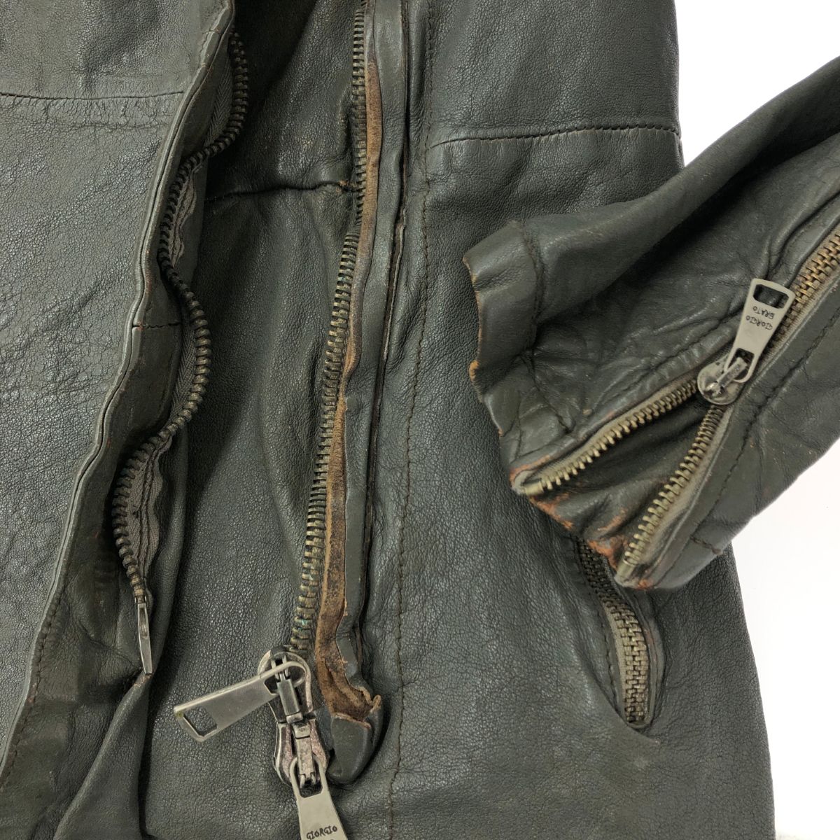 GIORGIO BRATO ジョルジオブラット 羊革レザーコート サイズ:40 グレー