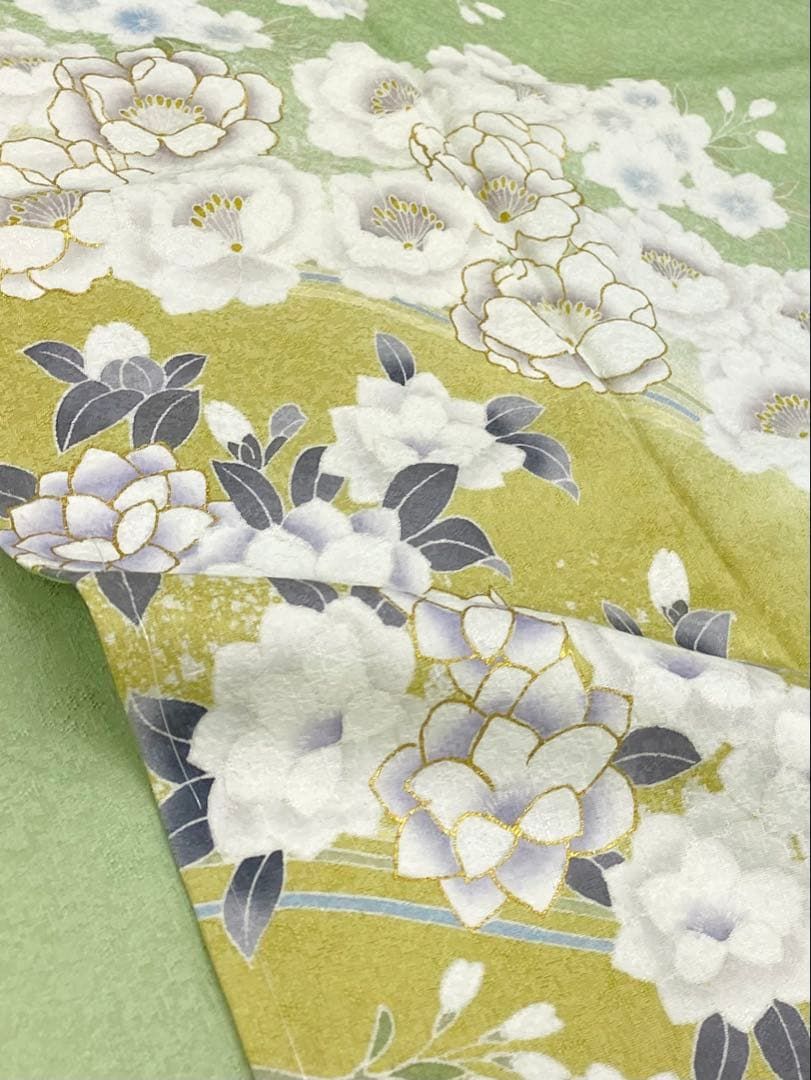 型友禅 訪問着 金彩 紋意匠 暈し染 桜 花文様 正絹 躾糸付き - メルカリ