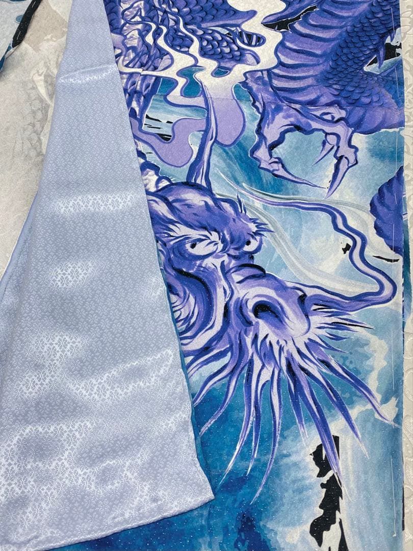 龍 訪問着 総柄 豪華 銀通し 仮絵羽 未仕立て品 八掛付き 正絹 - メルカリ