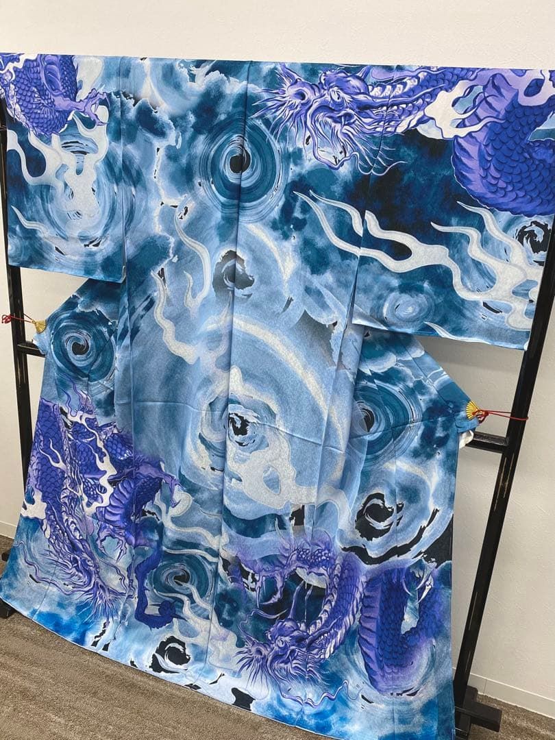龍 訪問着 総柄 豪華 銀通し 仮絵羽 未仕立て品 八掛付き 正絹 - メルカリ