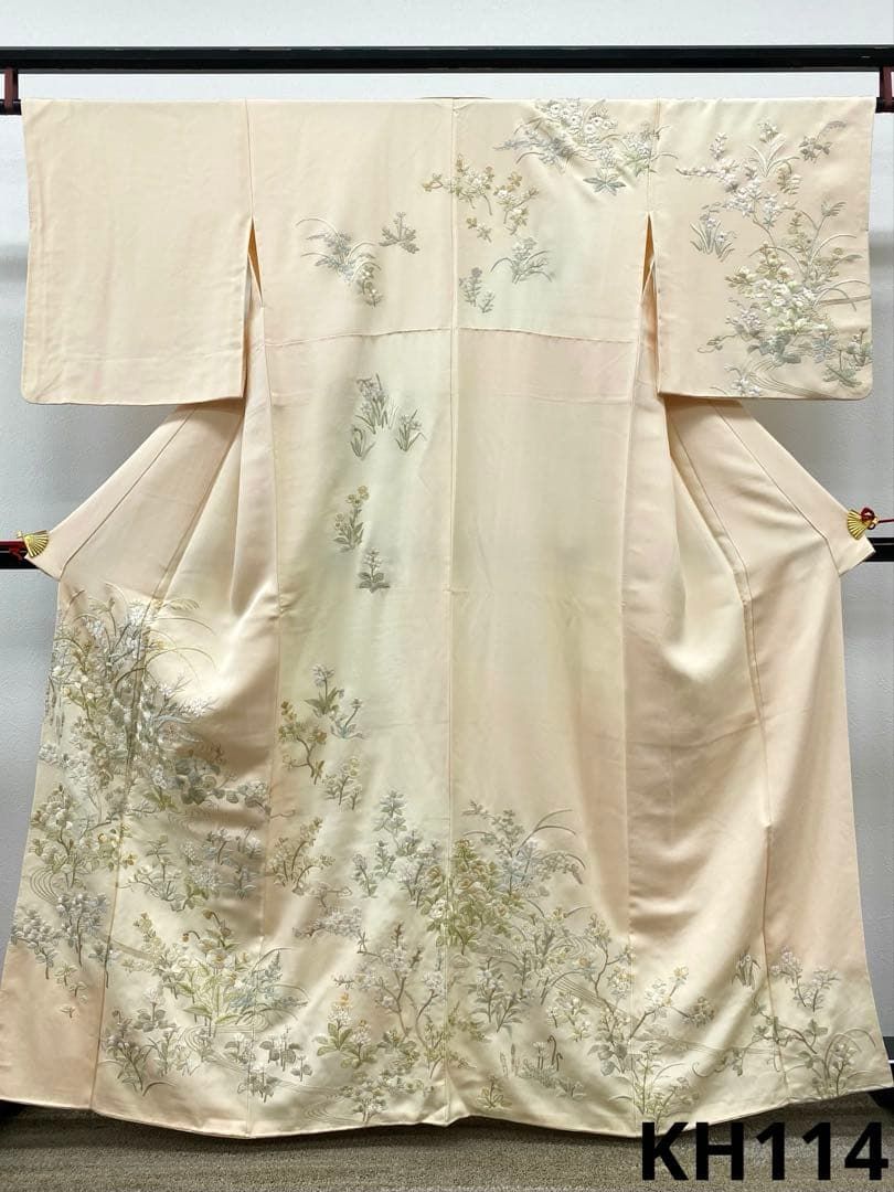 蘇州刺繍 相良刺繍 総刺繍 訪問着 暈し染 金糸 正絹 パールトーン加工済