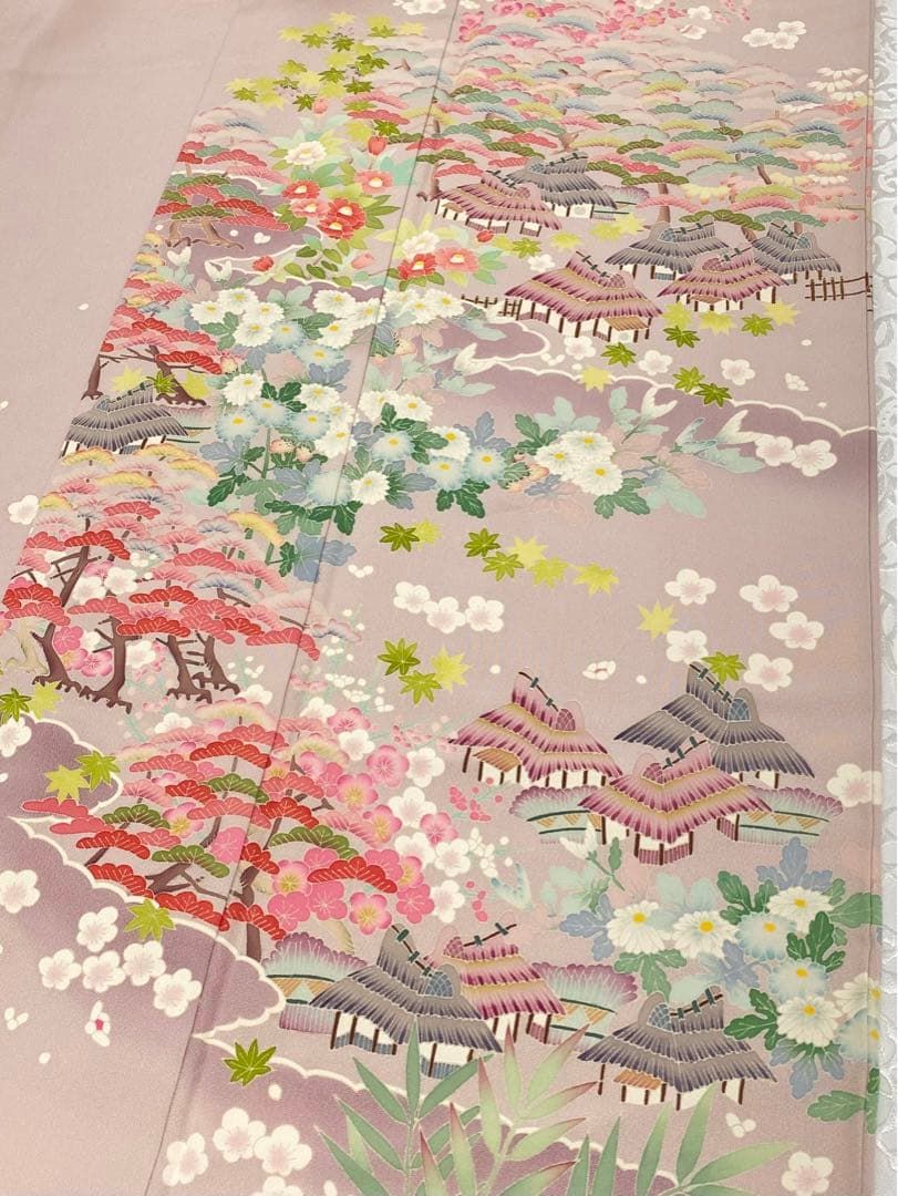 本加賀友禅 東藤岳 落款入 訪問着 茶屋辻調 正絹 パールトーン加工済 本加賀友禅 東藤岳 落款入 訪問着 茶屋辻調 正絹 パールトーン加工済