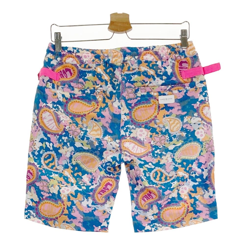 サイズ 44 MARK-LONA マークアンドロナ ハーフパンツ シアサッカー 総柄 ブルー系 240101544359 ゴルフウェア メンズ ストスト