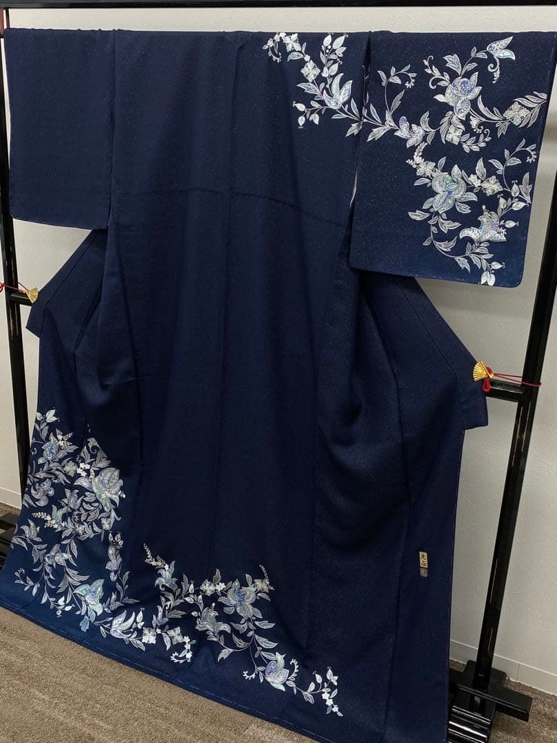 和田光正 金彩友禅 落款入 訪問着 銀通し 銀彩 正絹 躾糸付き ガード 