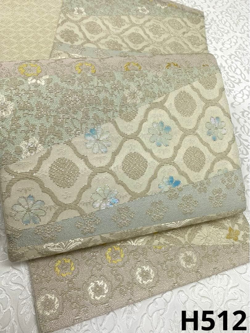 螺鈿細工 輪奈織 金華山 袋帯 ♥品 金糸 銀糸 正絹 六通