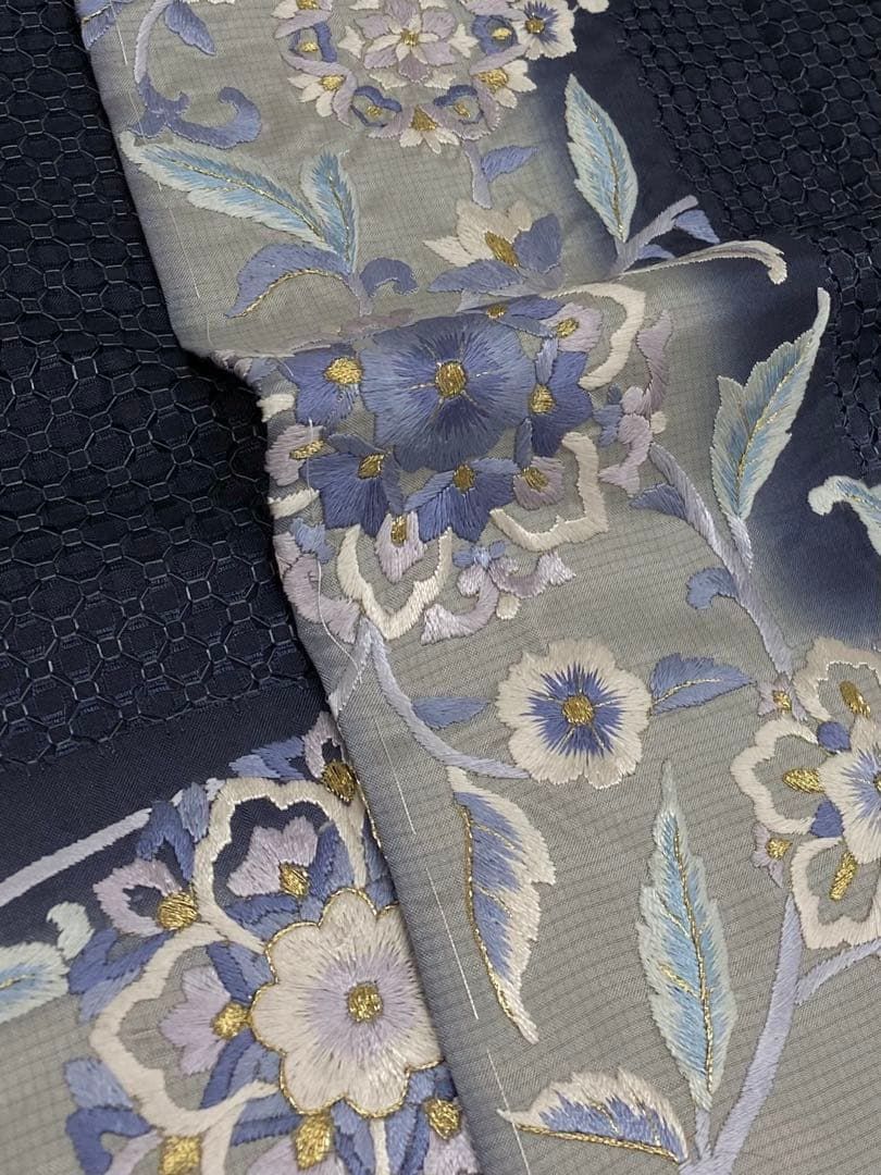 総刺繍 手刺繍 相良刺繍 訪問着 金糸 銀糸 正絹 ガード加工済 躾糸付き 総刺繍 手刺繍 相良刺繍 訪問着 金糸 銀糸 正絹 ガード加工済 躾糸付き