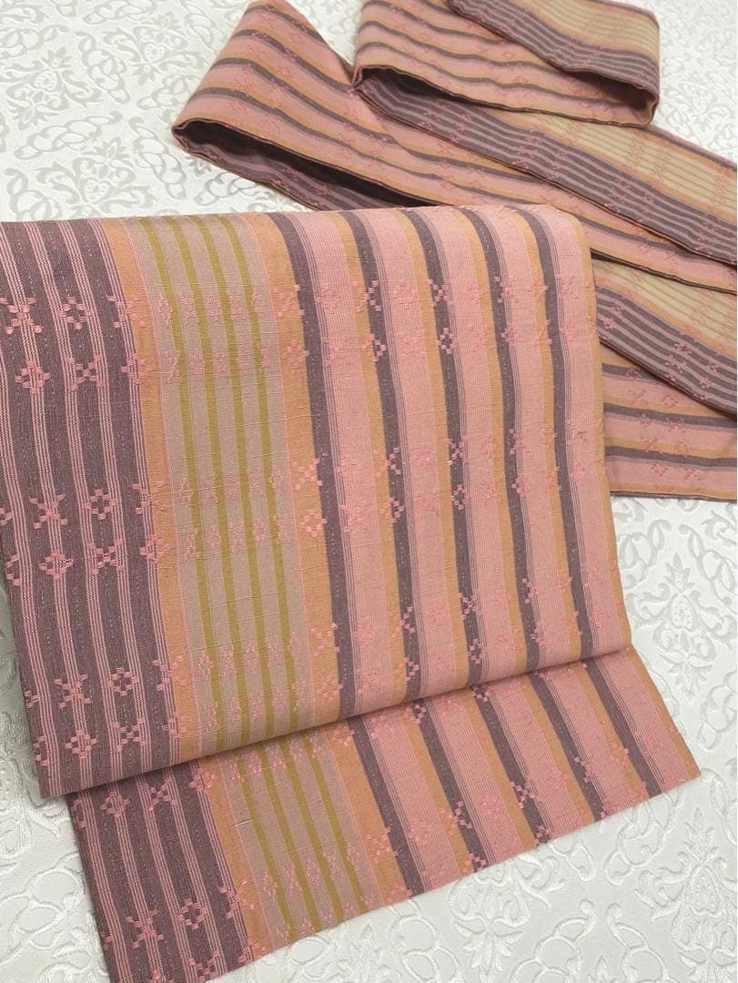 花織 大島紬 縞大島 九寸名古屋帯 未使用品 正絹 全通 H497 - メルカリ