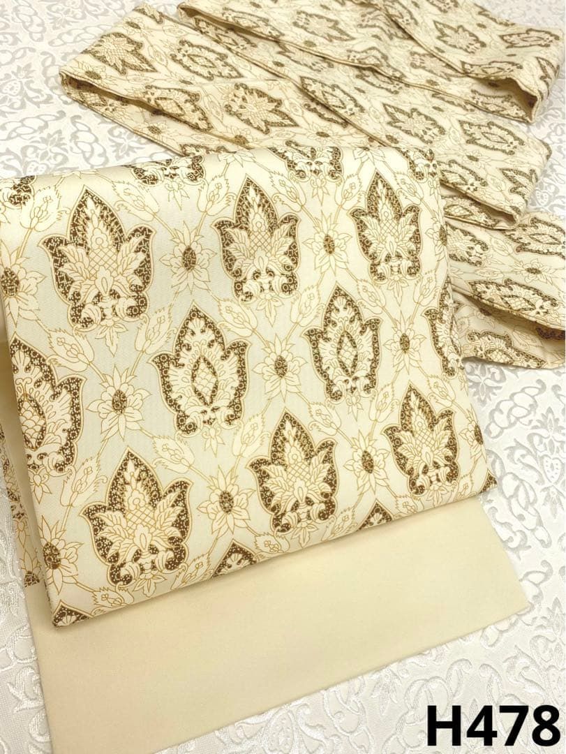 京友禅 絹菱 九寸名古屋帯 金彩 ダマスク柄 ♥品 正絹