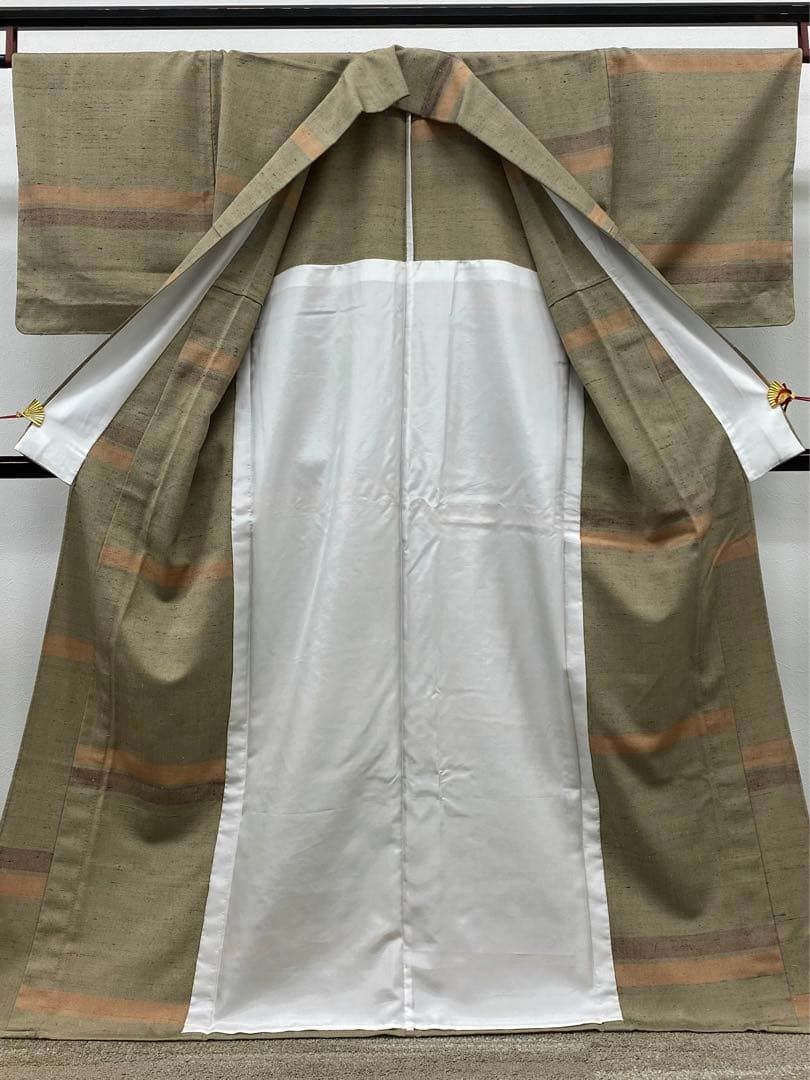 ざざんざ織 あかね屋 静岡県伝統工芸品 単衣 玉糸 玉繭 横段 躾糸付き